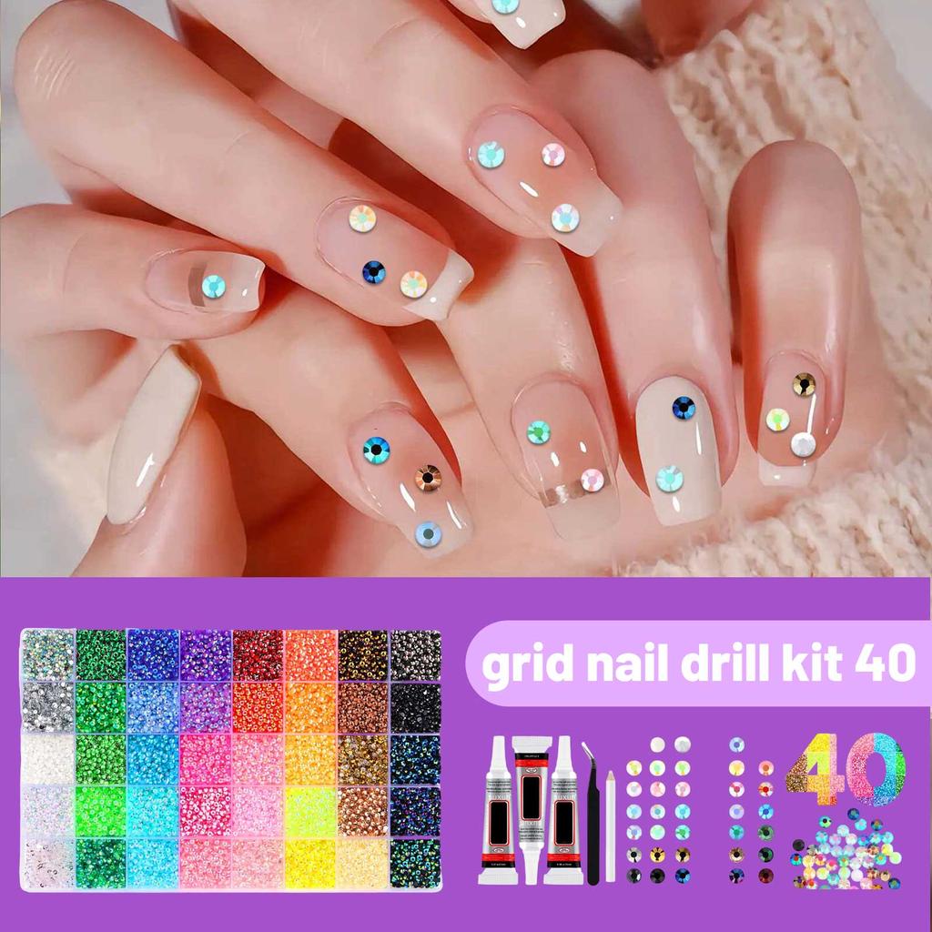 3 Flaskor med 10 ml Lim 40 Färger av Resin Bländande, 3 mm 32000 Stycken För Tillverkning, Bländande Kit med 3 Stycken Lim För Kläder Skor Konstbok Konst