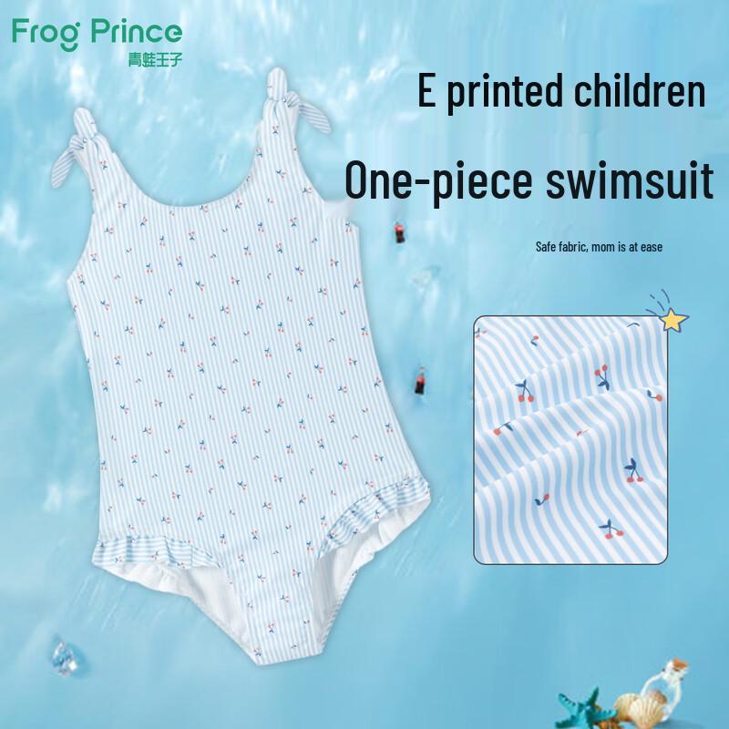 Frog Prince 2025 Весна/Лето Девочки Полосатый Купальник-слип с Принтом Вишни 120