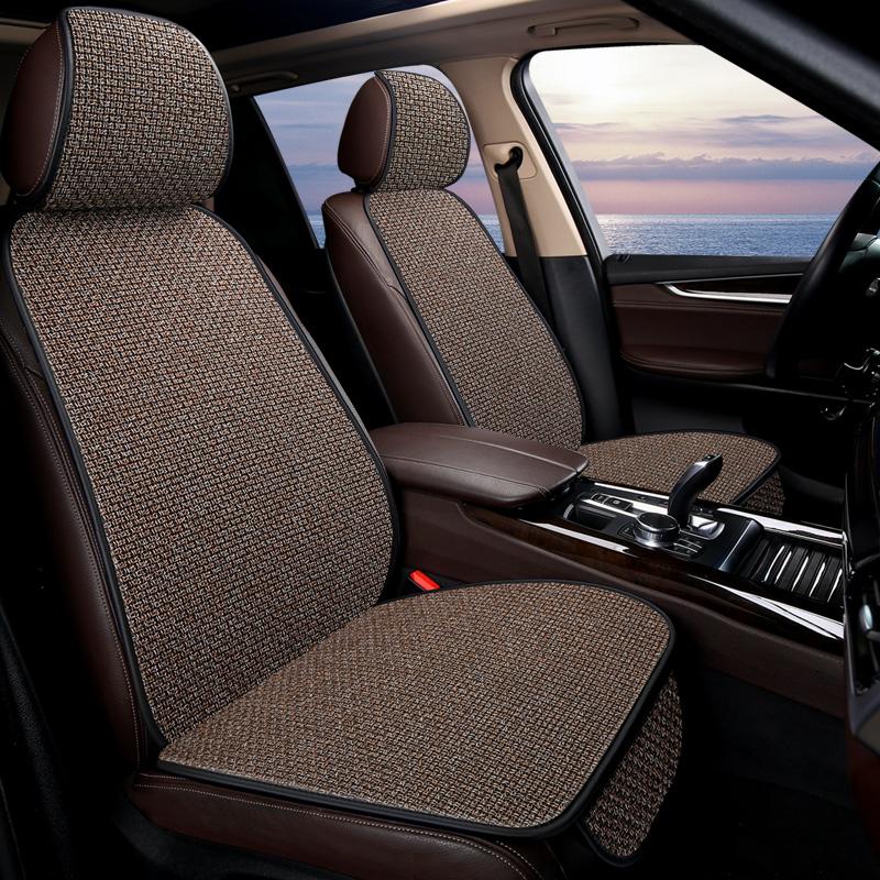 Neue Flachs Auto Sitzbezug Protector Leinen Vorne Hinten Zurück Kissen Schutz Pad Matte Rückenlehne für Auto Innen Lkw SUV