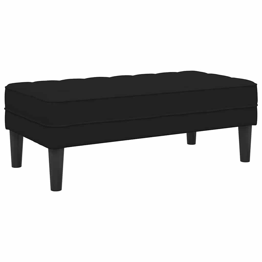 Black Velvet Ottoman Bench with Cushion 113 X 57 X 39 Cm