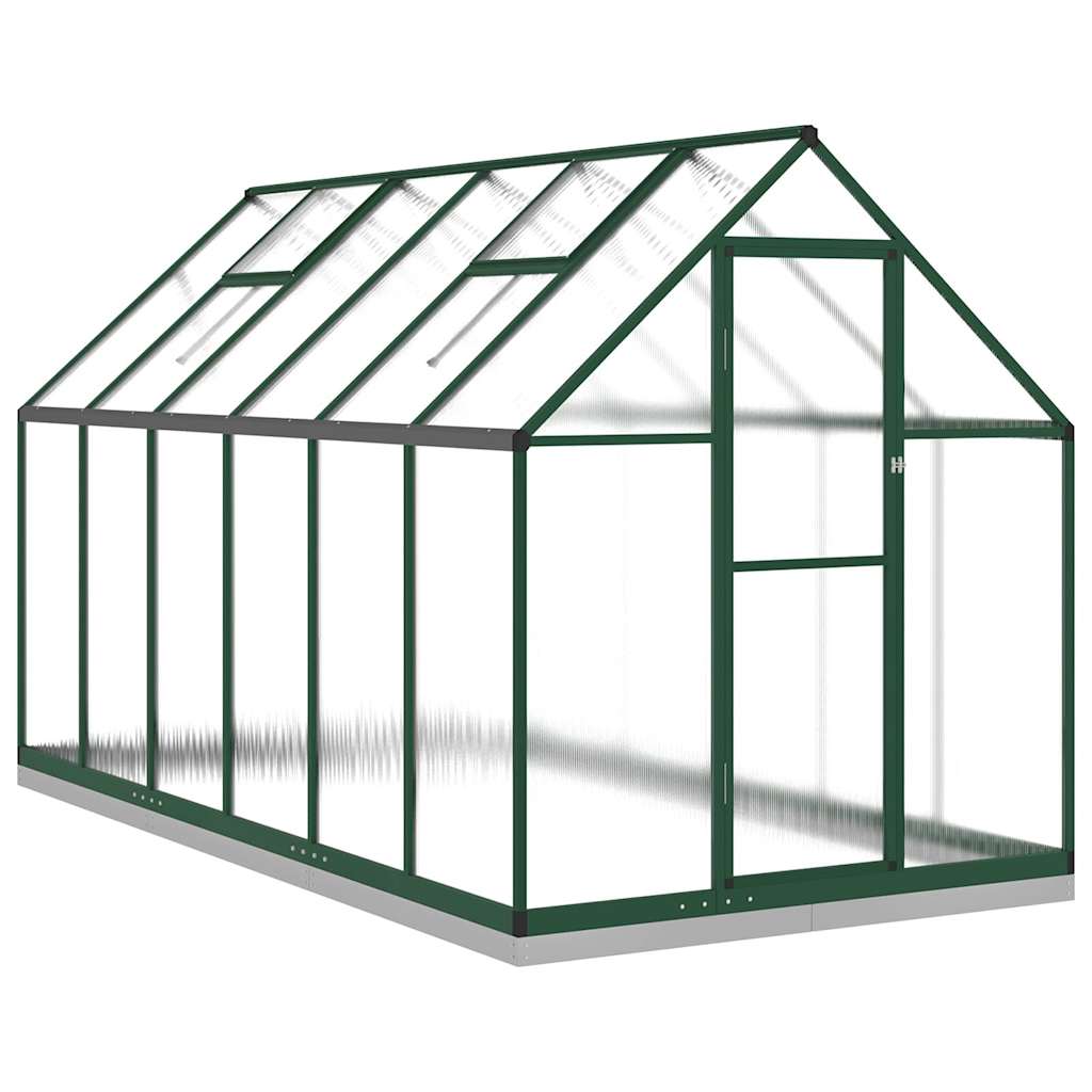 Vidaxl Greenhouse With Base Frame, Green, 334X169X202 Cm, Aluminium