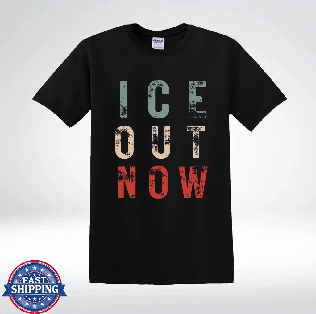 ICE Out Now Bold Protest Statement Graphic T-Shirt