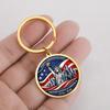 Customized Photo Keychain 250Th Anniversary American Flag Print Keyring Souvenir Gifts Car Key Holder Bag Charm Independence Day
