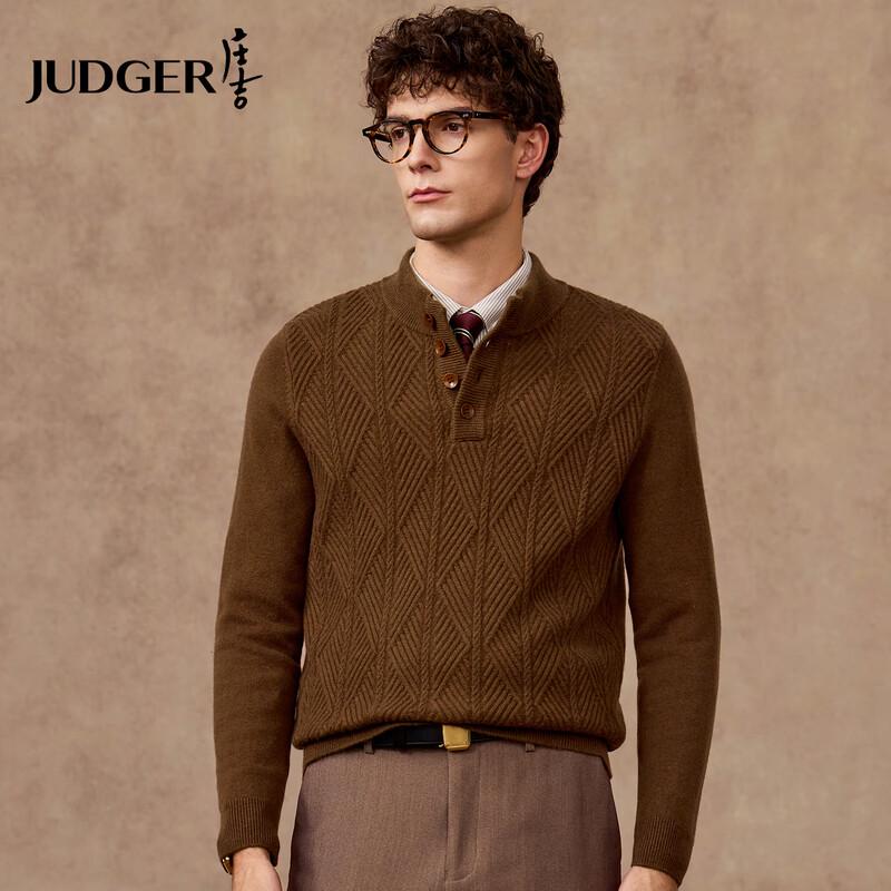 

Judger Men s Heavyweight 100% Wool Henry Collar Sweater L