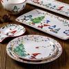 Exquisite Ceramic Plate Christmas Decoration Dinner Plate Healthy Underglaze Color Salad Plate Kitchen Tableware Accessories