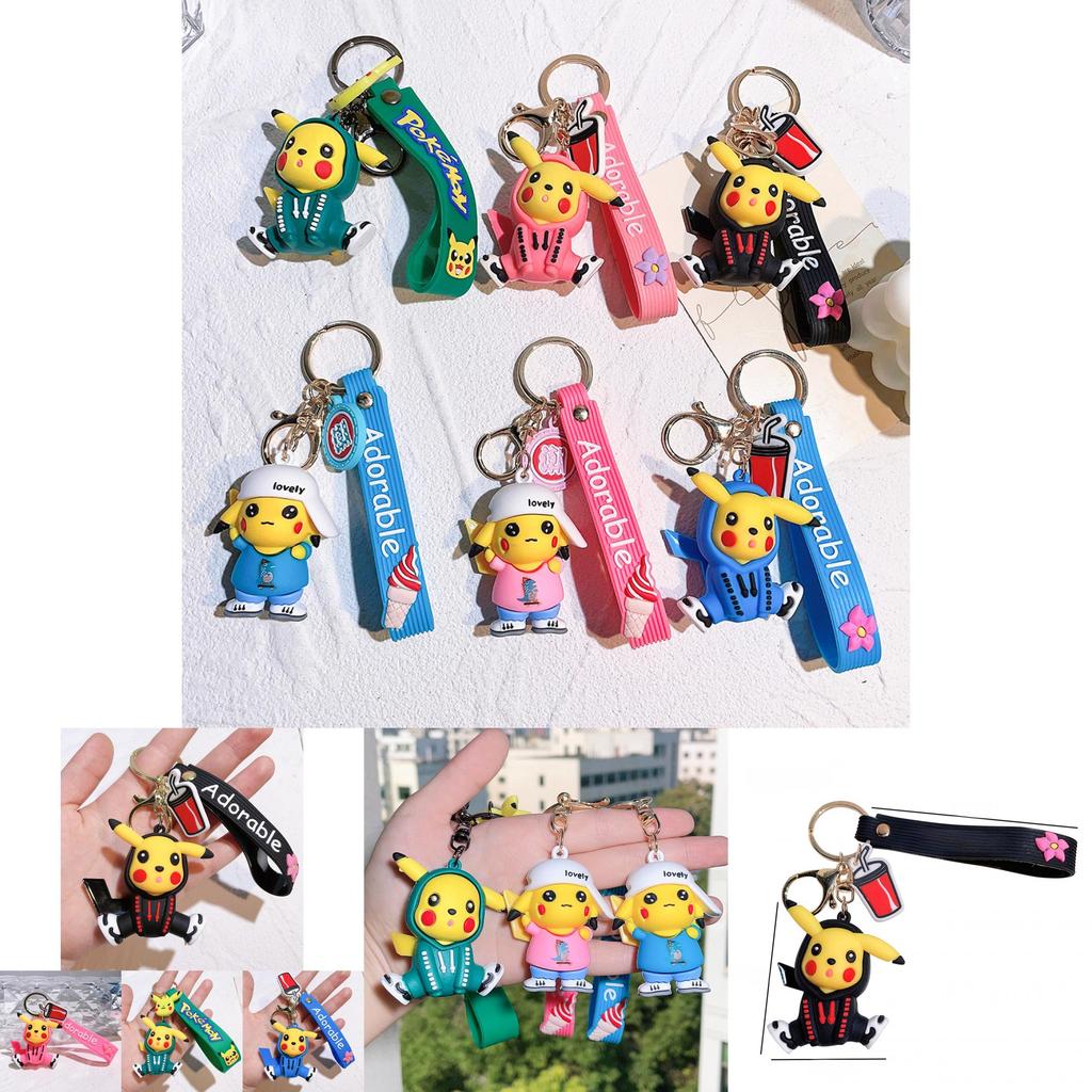 Adorable Silicone Pikachu Keychain Colorful Hoodie Accessory Gift For Birthdays