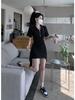 2026 Stylish Young Women's Irregular Slimming Polo Dress with Waist-Cinching Skirt