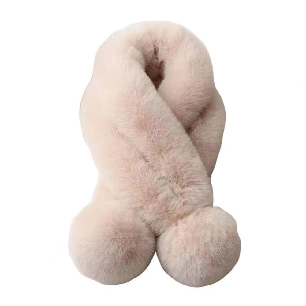 Faux Rabbit Fur Plush Cross Scarf Thicken Double-sided Neck Cover Shawl Women Girls