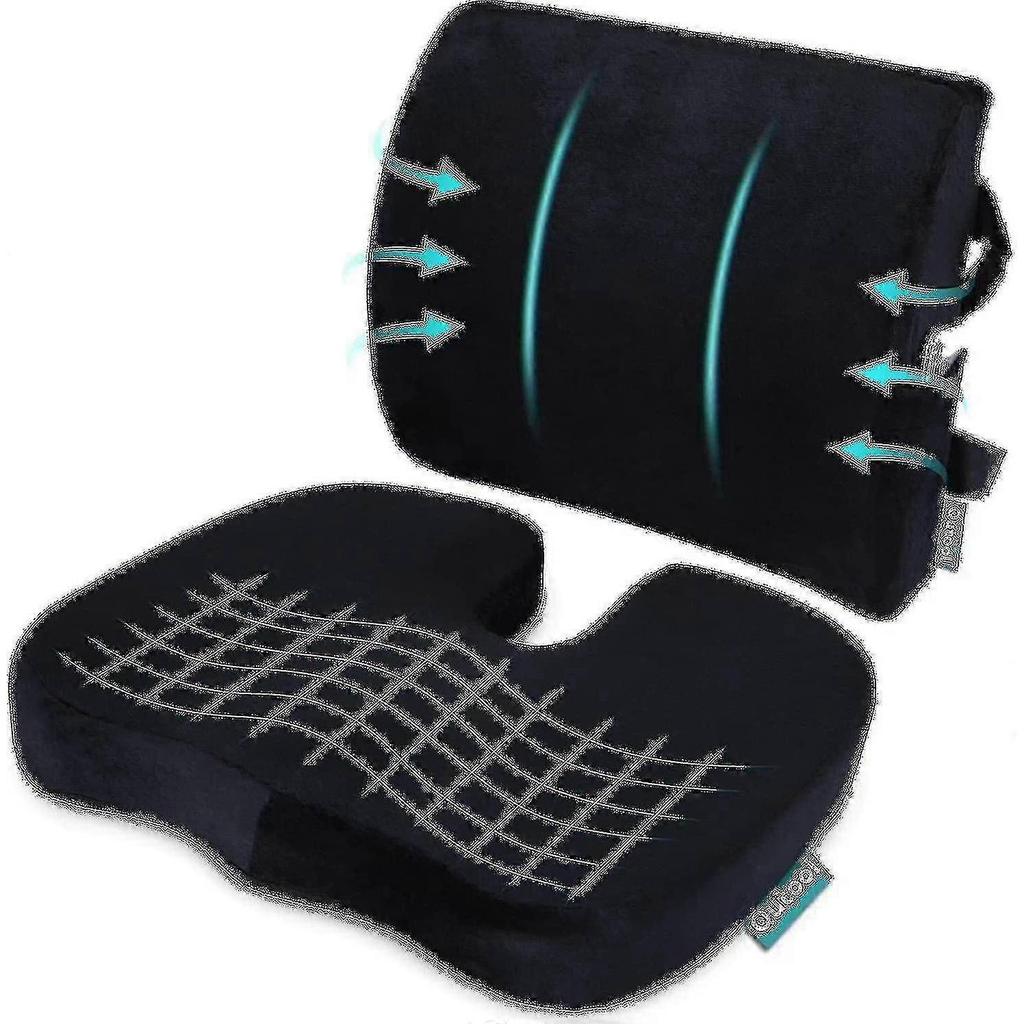 Orthopedic Seat Cushion And Back & Lumbar Support Cushions Pillow For Office Chair Memory Foam Car Seat Cushion
