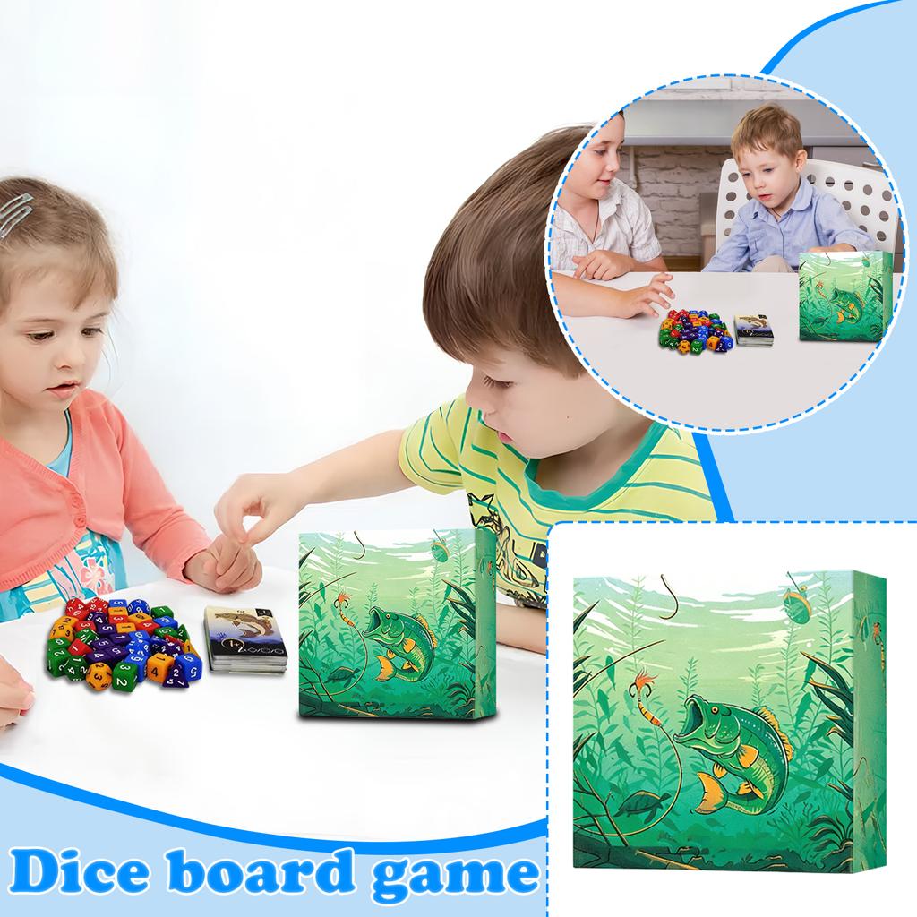 Dice Tabletop Game, Card Dice Fishing, Fishing Fun Cards, Knitting Game, With Expansion