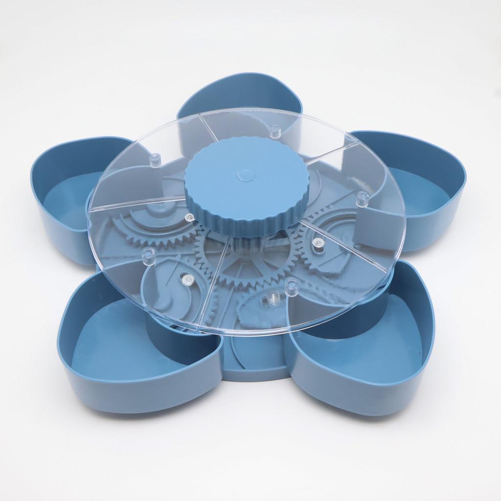 Divided Snack Serving Tray With Spin Function For Home Party And Gift Use