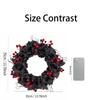 40cm Artificial Rose Branch Wreath with Simulated Spider and Berry Accents for Halloween Party Door Wall Window Decoration