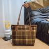 New shoulder bag retro commuter texture tote bag woolen plaid large capacity bag women's bag
