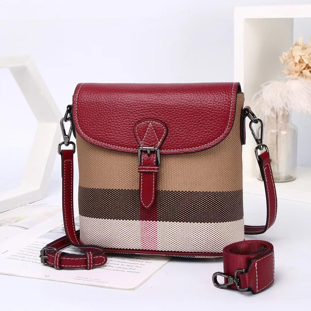 

2025 новая текстура легкой роскоши контрастного цвета сумка-ведро большая вместимость дорожная универсальная на плечо сумка-мессенджер 22*12*20CM бордовый