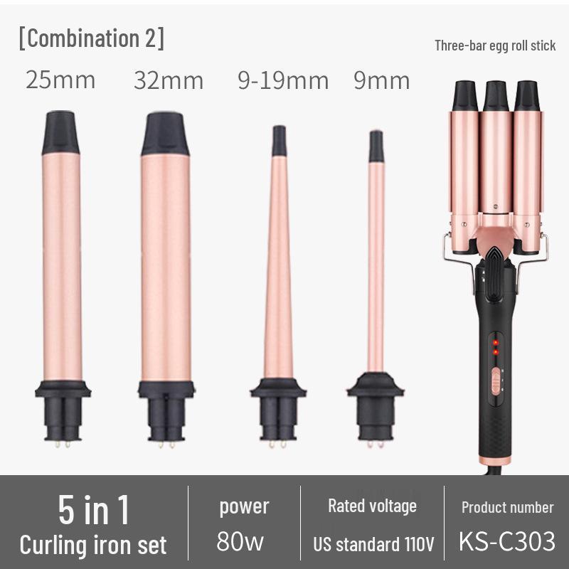 5-in-1 Curling and Straightening Iron with Interchangeable Heads for Big and Water Waves