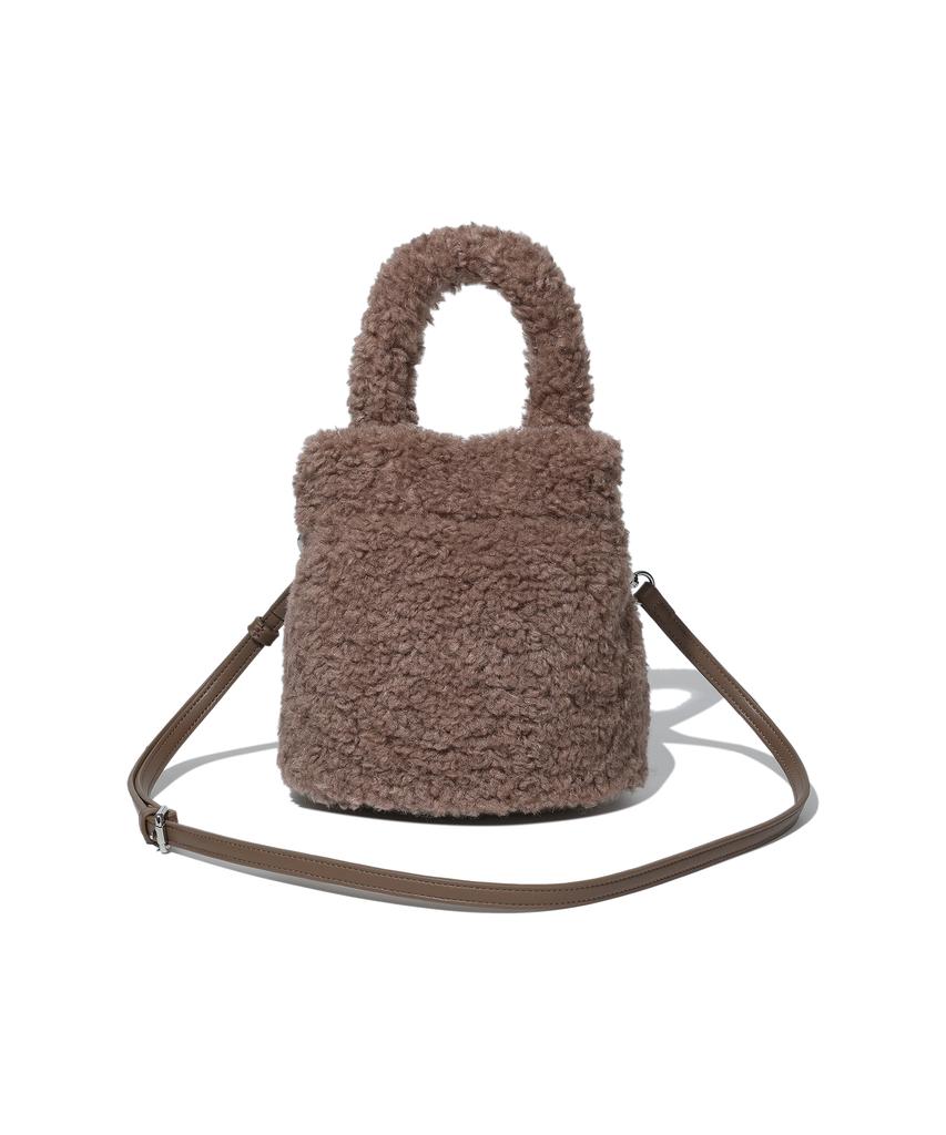 Covernat Woman Clover Heart Fluffy Bucket Bag Brown