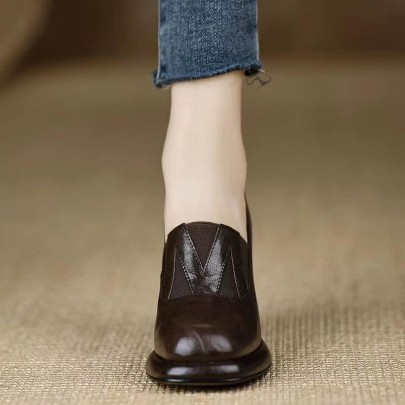 Platform-soled Small Leather Shoes Thick-heeled Single Shoes Autumn New High Heels Are Not Tired of Feet Mary Jane Shoes
