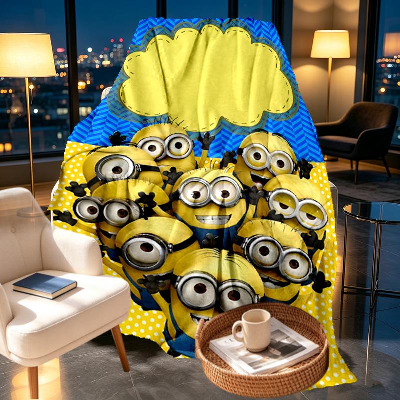 Minions Print Blanket - Soft & Comfortable, for Bedroom, Travel, Sofa, Home Decoration - Birthday Christmas Gift for Friend