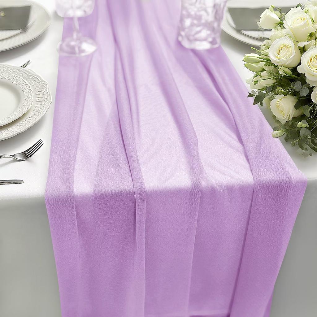 Boho Sheer Chiffon Fabric Table Runner Rustic Romantic Tulle Table Runner for Christmas Wedding Party Birthday Table Decorations