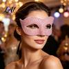 Adjustable Party Masks Halloween Half Face Masquerade Mask Pearl Decor Venetian Black Mask Elegant Costume Accessory for Stage Show Evening