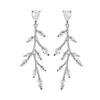 Korean Version Of Personality Creative Willow Leaf Earrings Female Small Fresh Temperament Luxury Micro -Inlaid Zircon Earrings .