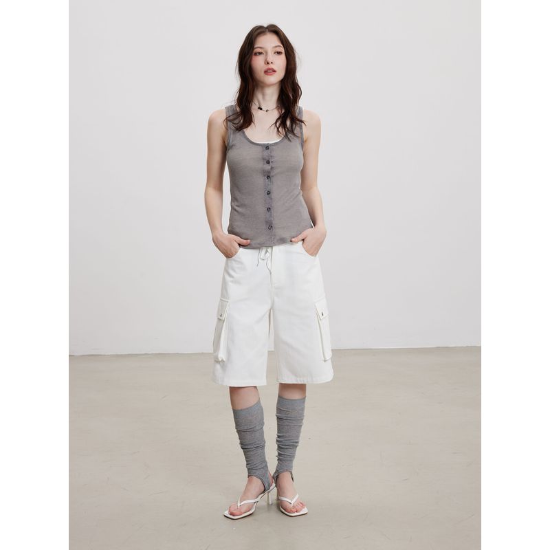 Thelight2025 Spring/Summer New Overalls Women White Wide Leg Shorts Women Commuting Sweat Pants Casual All-matching