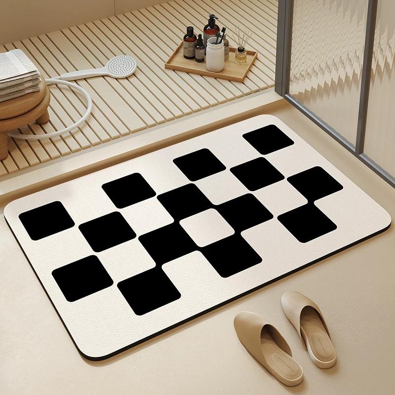 Bathroom Mats Cream Wind Diatom Mud Absorbent Pad Bathroom Entrance Mat Bathroom Toilet Quick-Drying Non Slip Carpet