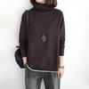 Autumn and Winter turtleneck Bottom Middle Aged Women's Fashion Solid Color Patchwork Long Sleeve Standard Pullover T-shirt Tops
