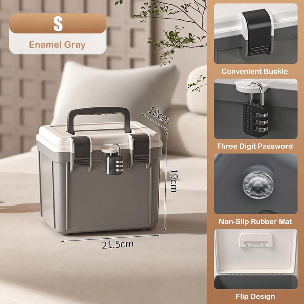 Portable Lockable Storage Container Bin Large Capacity With Combination Lock Lock Safe Box Stable Versatile Lock Box Home Office