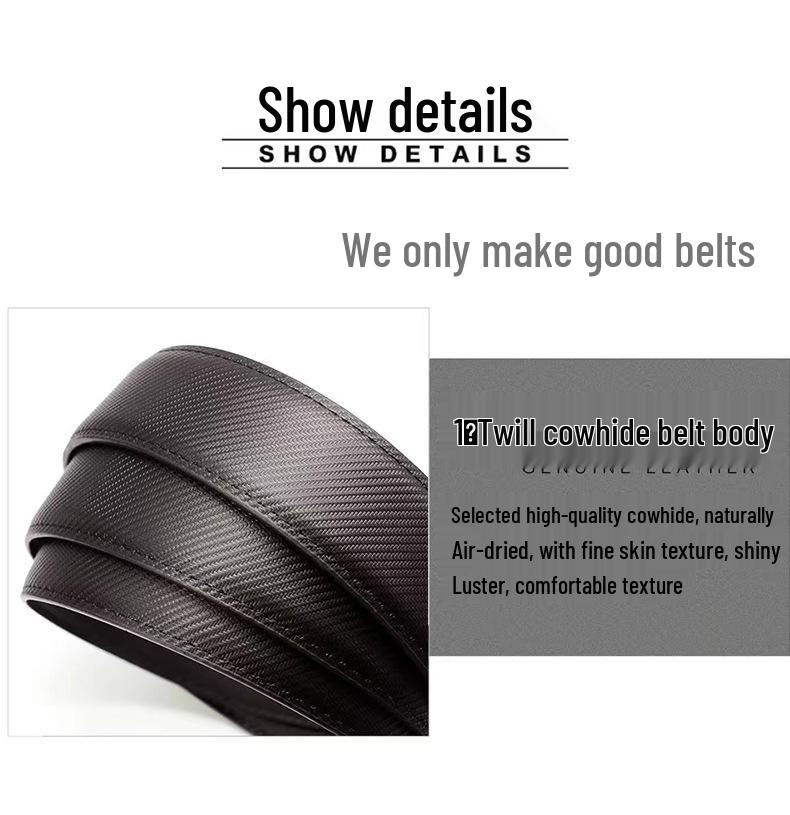 Men's Genuine Leather Automatic Buckle Belt - Versatile Cowhide for Trousers