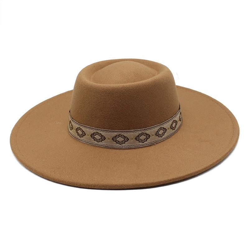 Cappello classico in feltro di lana britannica a tesa larga per uomo donna protezione solare da esterno