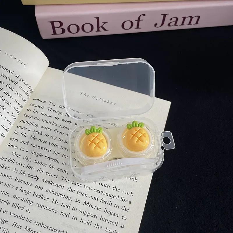 Mini Portable Cute Contact Lens Case Box Cute Fruit Style Lovely Cartoon Lenses Container Travel Set Gift Eyewear Accessories