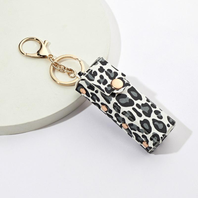 Ladies Leopard Single Lipstick Storage Bag Mini Keychain Lipstick Storage Bag