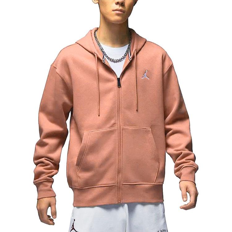 Jordan Essentials Solid Hoodie Fleece Zip Jacket Men Outerwear Red Orange FJ7772-810