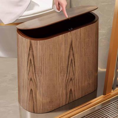 Trash Can Garbage Bin Household Dustbin Portable with Press Wastebasket for Beside Bathroom Car Dorm