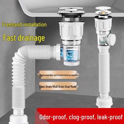 Anti-Clog Leak-Proof Bathroom Sink Drain Pipe Set with Odor Prevention