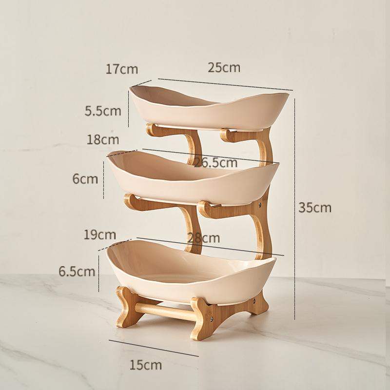 A Set of Creative Two-Layer/Three-Layer Plastic Kitchen Fruit Basket, Large-Capacity Layered, European-Style