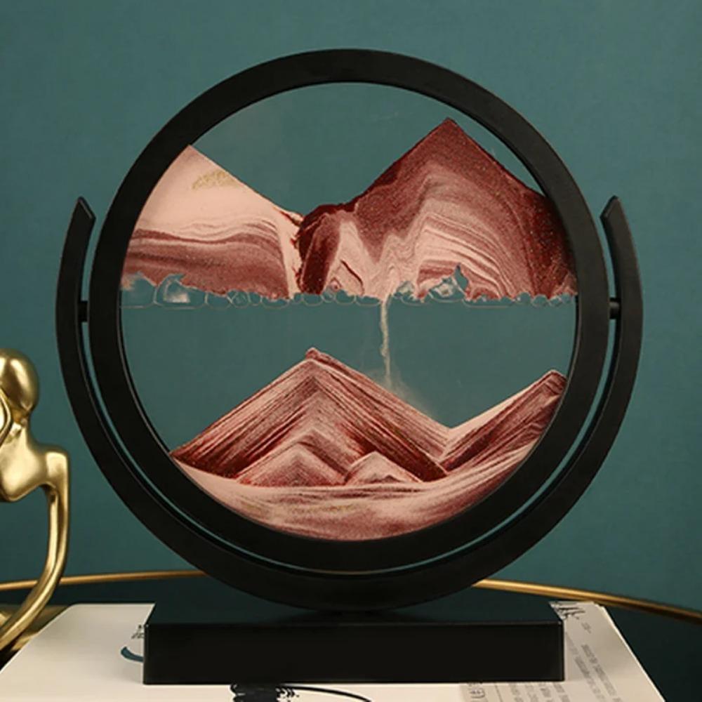 Roterbar Flödande Sandmålning Konstbild Rund Glas Timglas 3D Djuphav Kvicksand Modern Hemdekoration Färgat Timglas