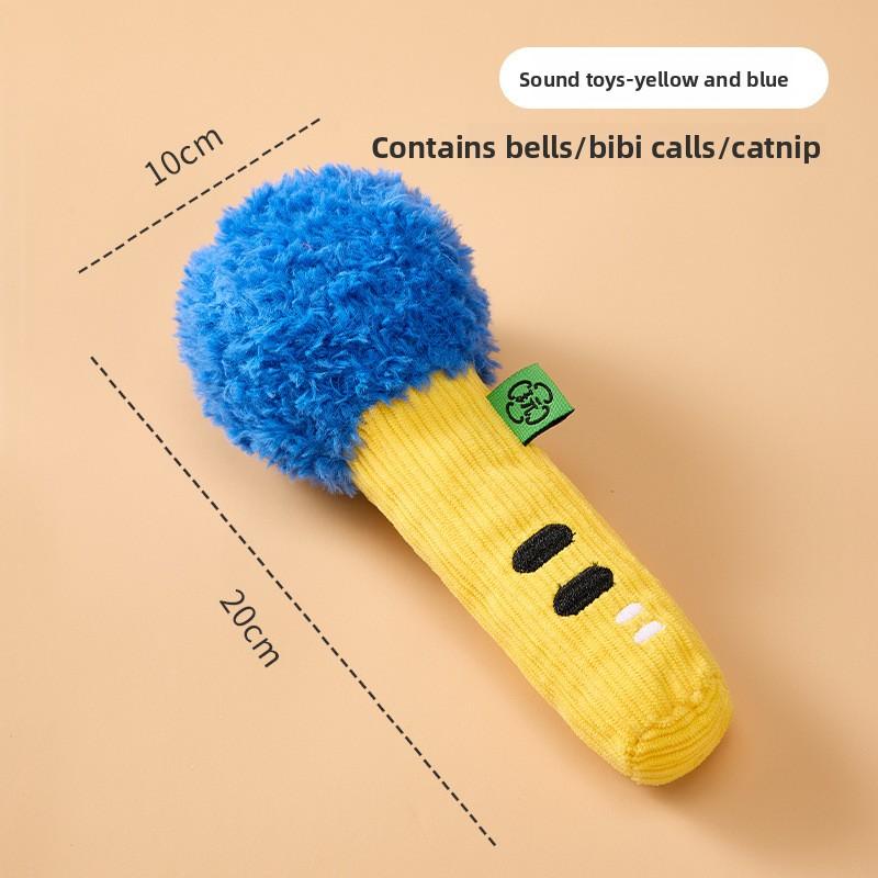 Cat Toy Funny Microphone Chewable Teething Toy Cat Mint Sound-producing Plush Toy
