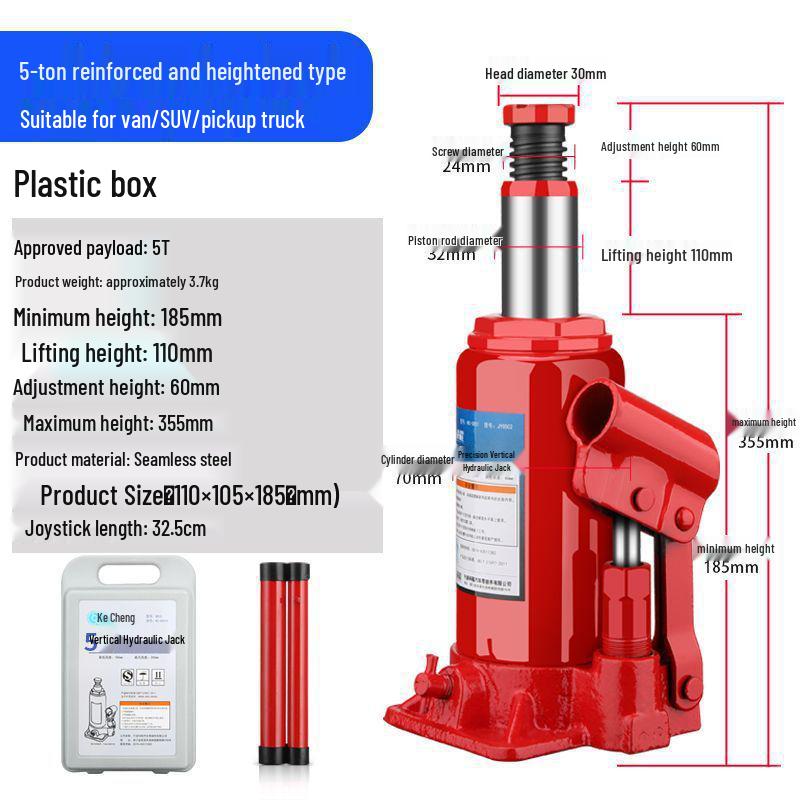2-Ton Vertical Hydraulic Bottle Jack for Small Cars, Off-road SUVs, and Vans