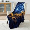 Oil Painting Sunflower Starry Sky Blanket Warm Soft Fluffy Kids Adult Luxury Gifts for Sofa Bed Home Outdoor Travel Camping