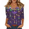 Women's T Shirt Print 3/4 Sleeve Daily Weekend Fashion Basic V- Neck Regular Top