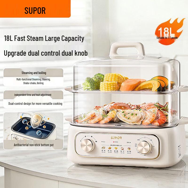 SUPOR 18L 3-Layer Multi-function Electric Steamer CN plug (adapter included)