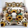 2/3Pcs Bohemian Bull Skull Duvet Cover Set,With Pillowcase Multi Size Bedroom Bedding Decor,Bohemia Rural Style Bedroom Decor