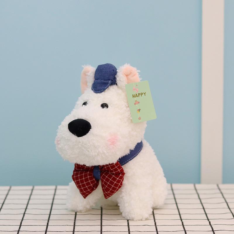 

Wear West Clothed Highland White Terrier Plush Toy Cartoon Stuffed Animal Doll Red tie grid