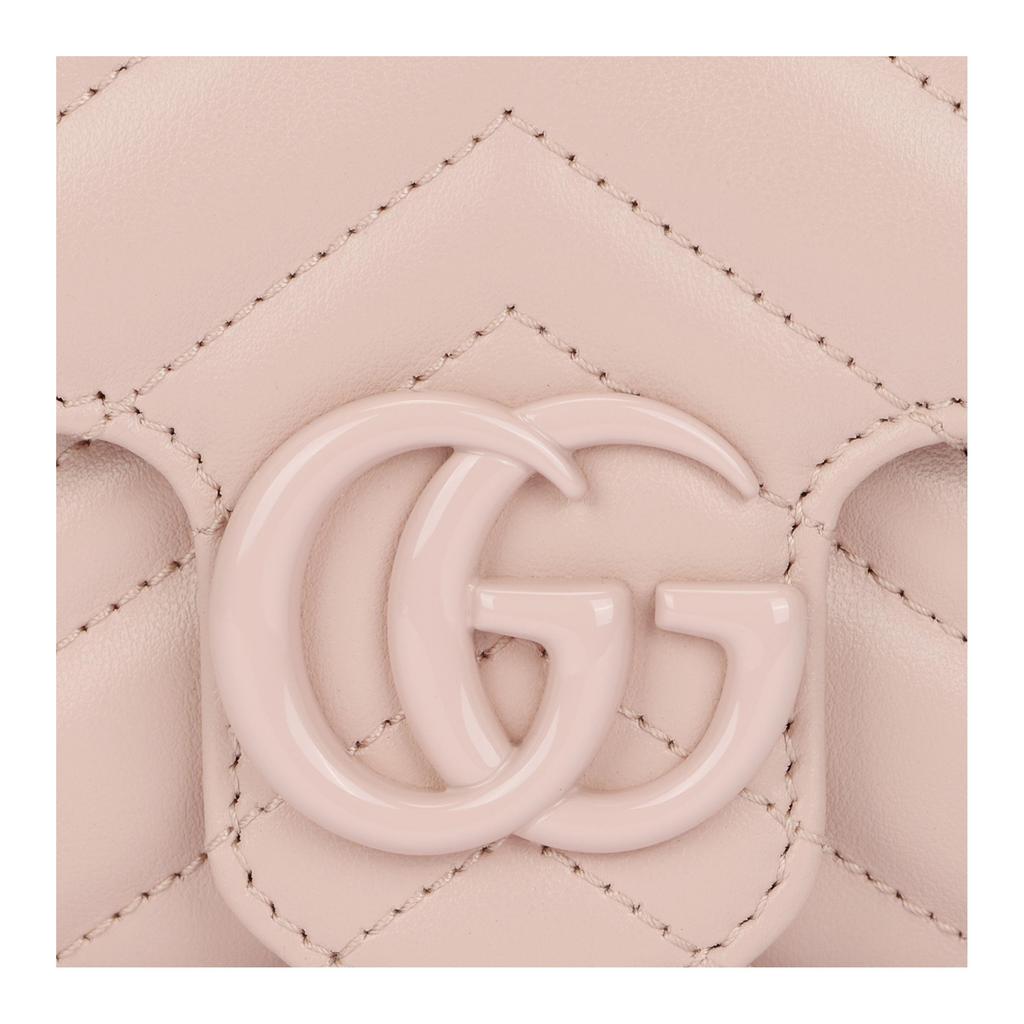 Gucci GG Marmont Monochrome Double G Logo Keychain Marmont 16 Chain Leather Flap Shoulder Crossbody Bag Super Mini Women bags 476433-AACX4-5909
