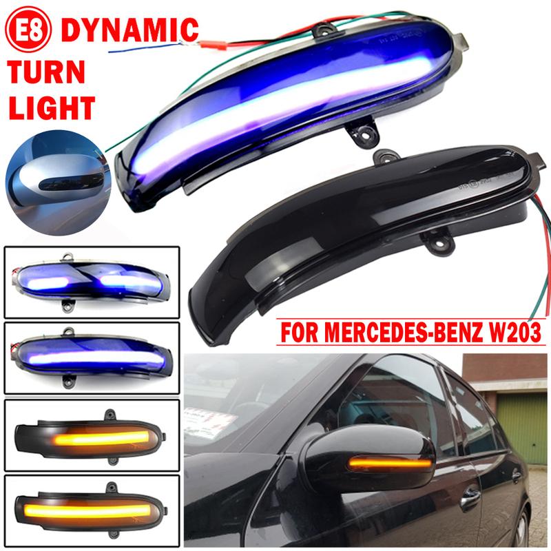 2piece LED Flowing Turn Signal Sequential Side Mirror Indicator Light For Mercedes Benz C Class W203 S203 CL203 2001 2002-2007