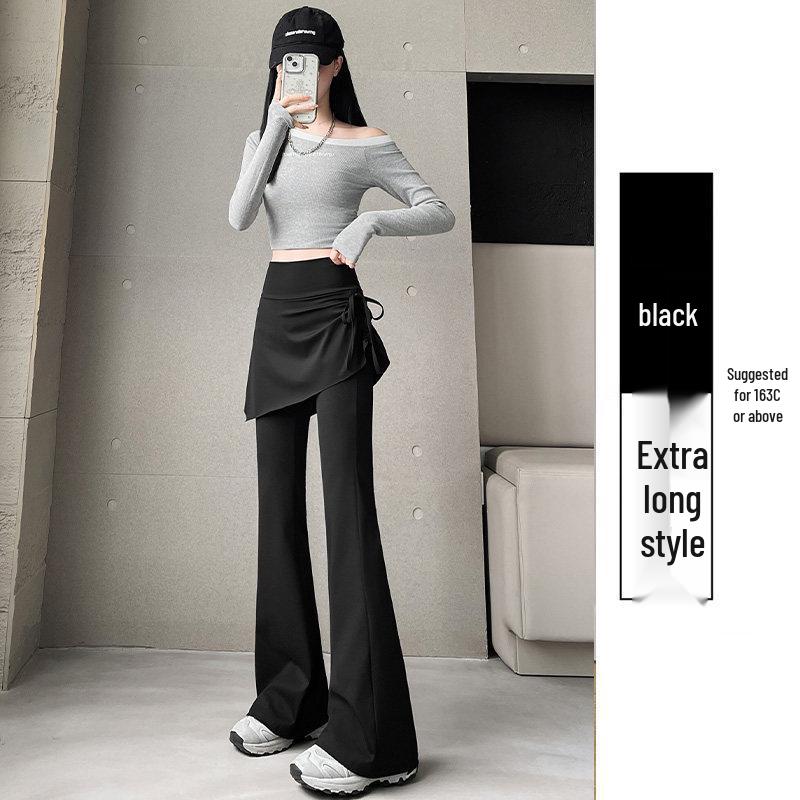 

Women s High Waist Black Bell Bottom Skirt Pants - Slimming Two-Piece Design, Hip Covering Flare Trousers for Autumn. M 90-105 lbs