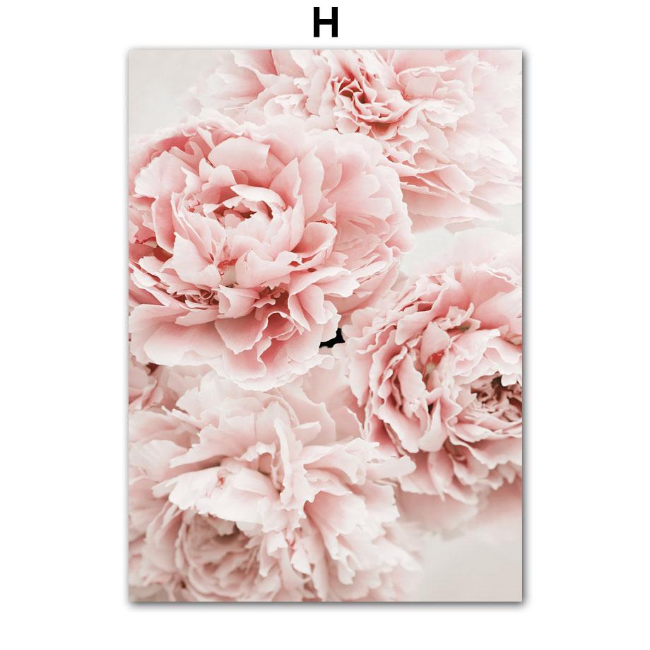 Pink Lily Rose Peony Girl Flowers Wall Art Canvas Painting Nordic Posters and Prints Pictures for Living Room Bedroom Home Decor