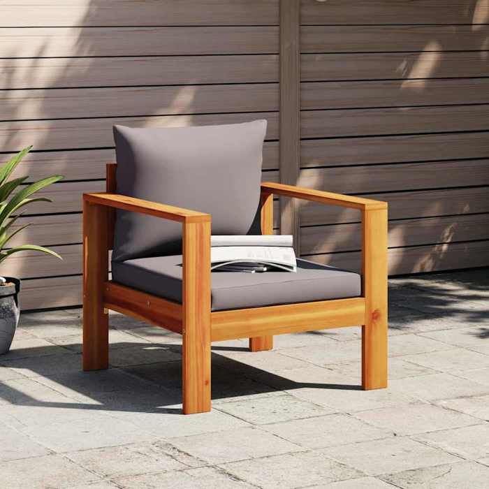 VidaXL Chaise de jardin avec coussins bois massif d'acacia, siège de jardin, chaise de patio, chaise de jardin pour repas, 367627